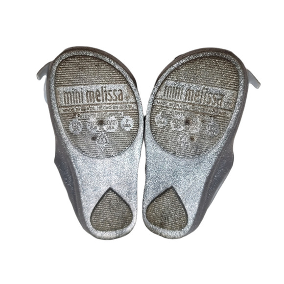 Mini Melissa Toddler Ultra Girl II Cat Glitter Flat Shoes Silver Size US 7M - Picture 8 of 12